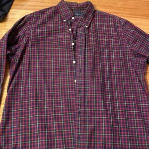 Ralph Lauren polo button up dress shirt size L plaid red blue yellow